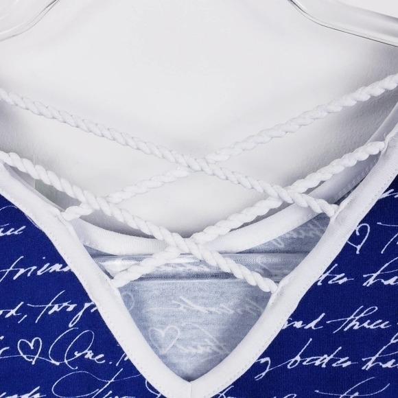 Three Friends New with tags Blue and White Print Daisey Dress Size 16 - Picture 5 of 7